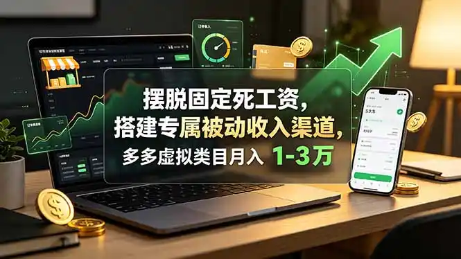 摆脱固定死工资,搭建专属被动收入渠道,多多虚拟类目月入 1-3 万-汇课新知资源网