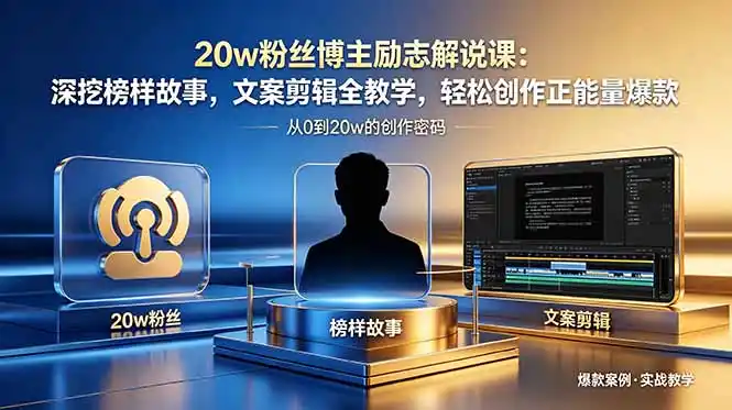 20w粉丝博主励志解说课：深挖榜样故事，文案剪辑全教学，轻松创作正能量爆款-汇课新知资源网