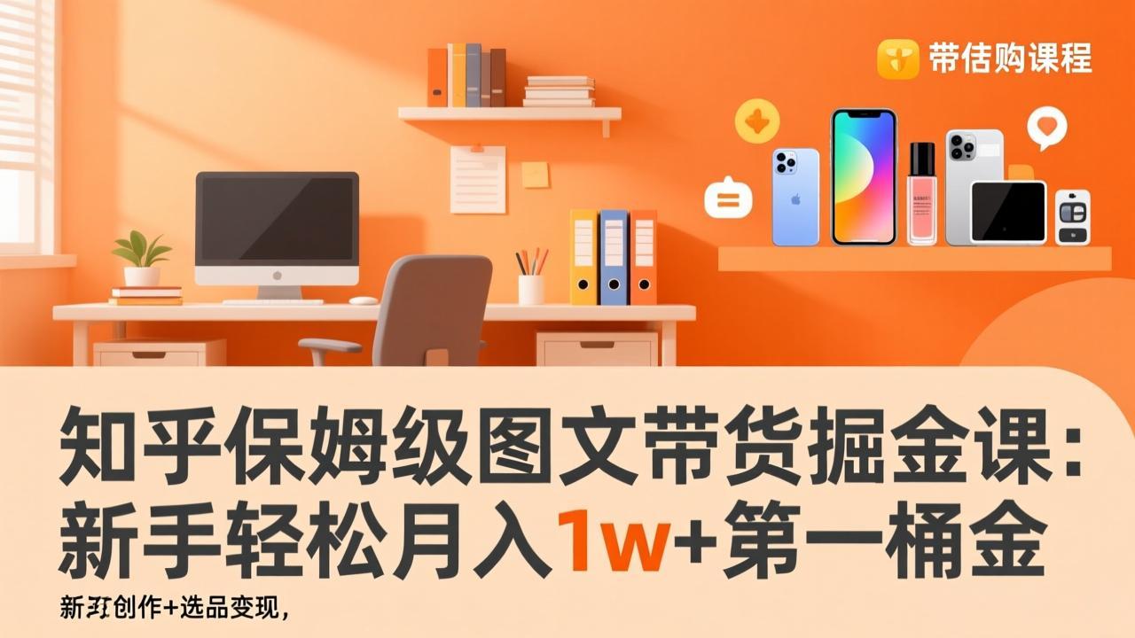 知乎保姆级图文带货掘金课:账号打造+爆文创作+选品变现,新手轻松月入1w+第一桶金-汇课新知资源网