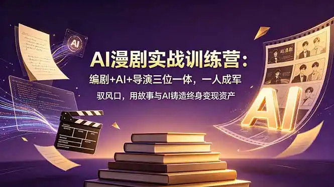 AI漫剧实战训练营：编剧+AI+导演三位一体，一人成军 驭风口，用故事与AI铸造终身变现资产-汇课新知资源网