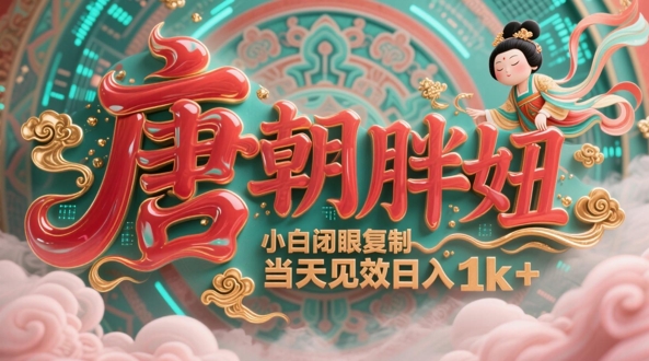 用AI克隆“唐朝胖妞”日更3条,平台疯狂推流,小白闭眼复制,当天见效,日入1k+-汇课新知资源网