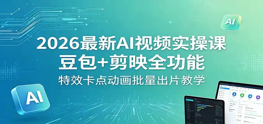 2026最新AI视频实操课:豆包+剪映全功能,特效卡点动画批量出片教学-汇课新知资源网