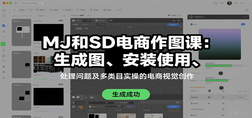 MJ和SD电商作图课：生成图、安装使用、处理问题及多类目实操的电商视觉创作-汇课新知资源网