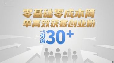 零基础零成本简单高效获客创业粉，一天引流30+-汇课新知资源网