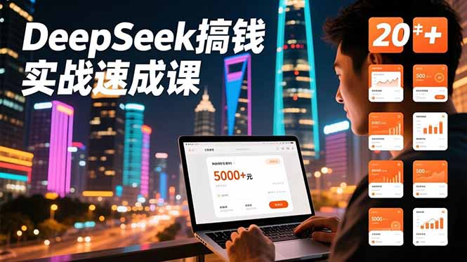 DeepSeek搞钱实战速成课,20+内容模板、剪辑发布、带货闭环,首月收益超过5000元-汇课新知资源网