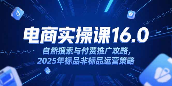 淘宝电商运营课16.0，自然搜索与付费推广攻略，2025年标品非标品运营策略-汇课新知资源网