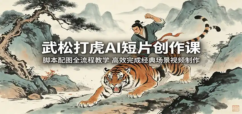 武松打虎AI短片创作课：脚本配图全流程教学，高效完成经典场景视频制作-汇课新知资源网