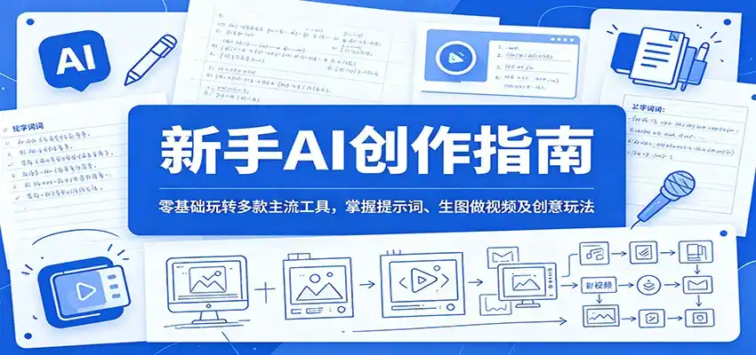 新手AI创作指南：零基础玩转多款主流工具，掌握提示词、生图做视频及创意玩法-汇课新知资源网