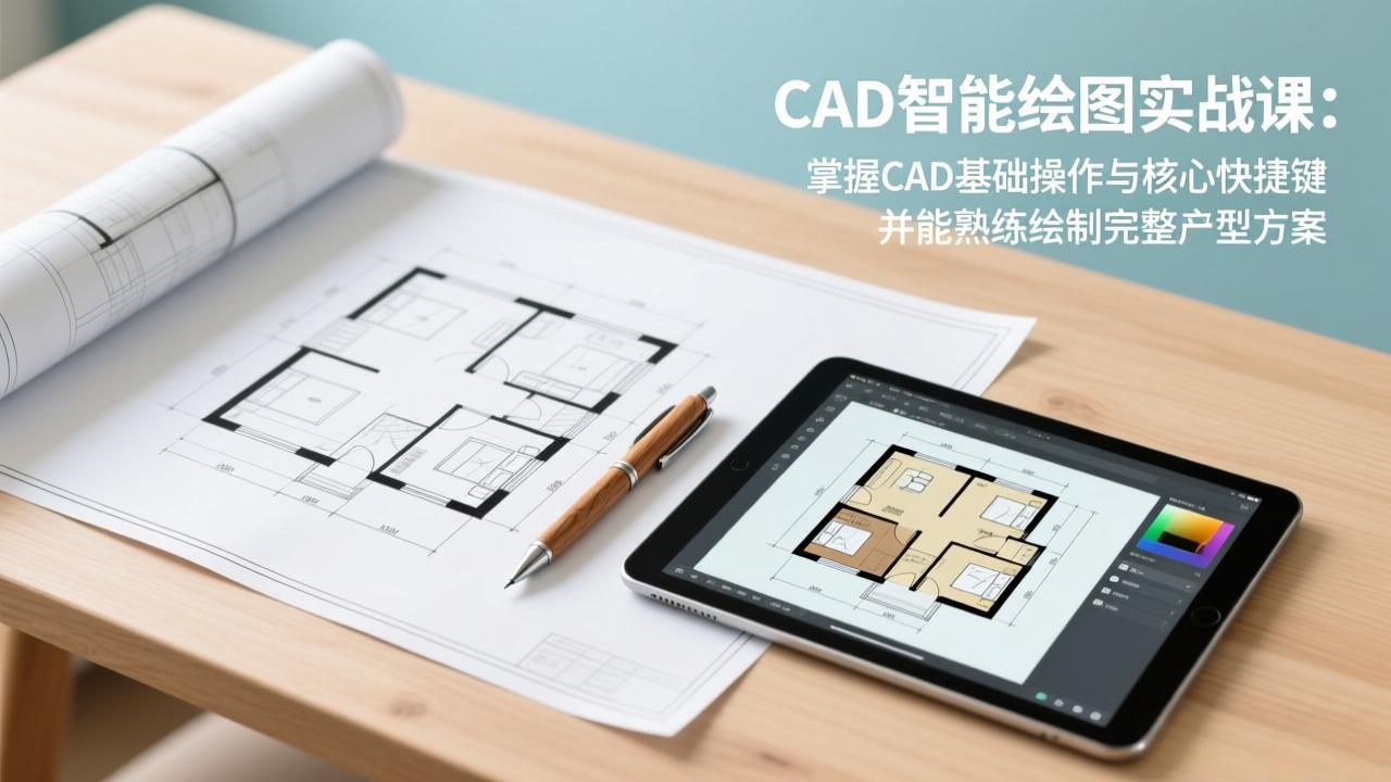 CAD智能绘图实战课:掌握CAD基础操作与核心快捷键,并能熟练绘制完整户型方案-汇课新知资源网