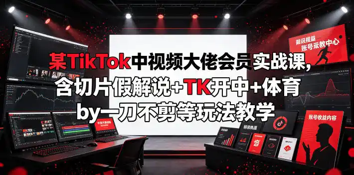 某TikTok中视频大佬会员实战课,含切片假解说+TK开中+体育by一刀不剪等玩法教学-汇课新知资源网