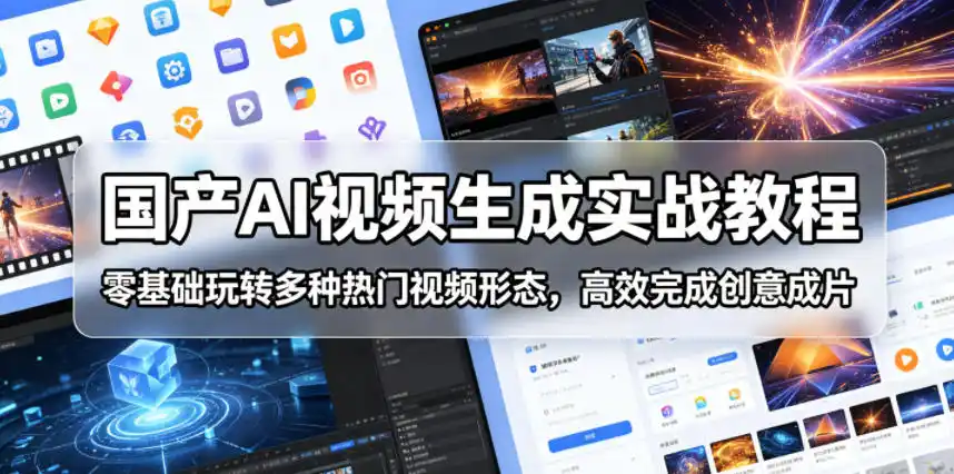 国产AI视频生成实战教程,零基础玩转多种热门视频形态,高效完成创意成片-汇课新知资源网