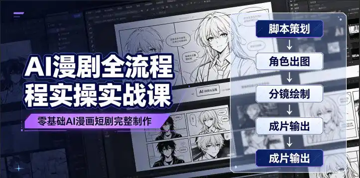 AI漫剧全流程实操实战课|零基础AI漫画短剧完整制作、脚本出图成片全链路落地教程-汇课新知资源网