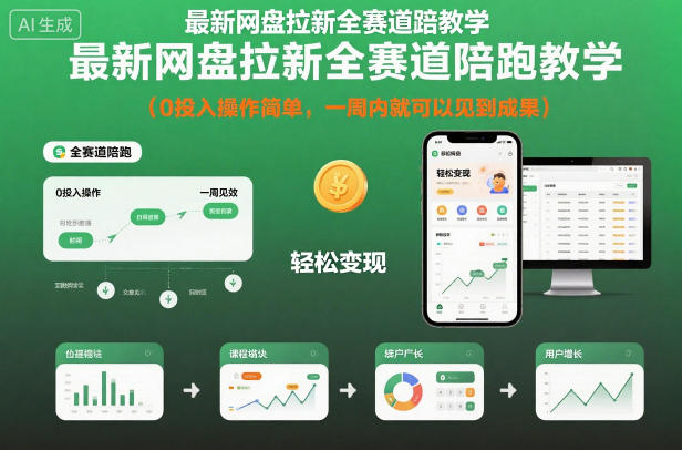 最新网盘拉新全赛道陪跑教学，0投入操作简单，一周内就可以见到成果-汇课新知资源网