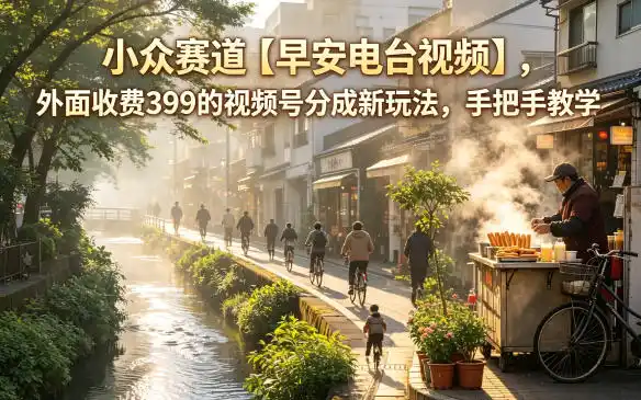 小众赛道【早安电台视频】,外面收费399的视频号分成新玩法,手把手教学-汇课新知资源网