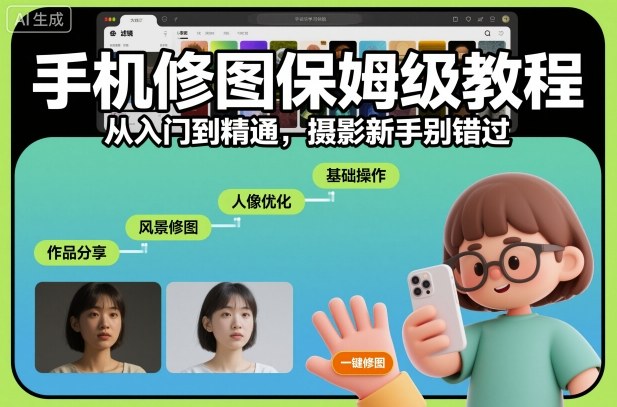 手机修图保姆级教程,从入门到精通,摄影新手别错过-汇课新知资源网