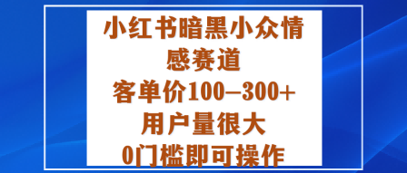 小红书暗黑小众情感赛道，客单价100-300+用户量很大，0门槛即可操作-汇课新知资源网