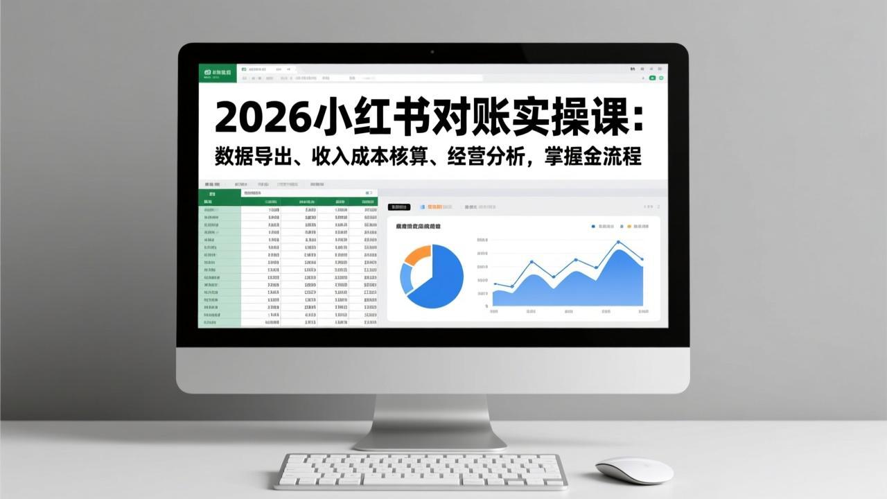 2026小红书对账实操课:数据导出、收入成本核算、经营分析,掌握全流程-汇课新知资源网