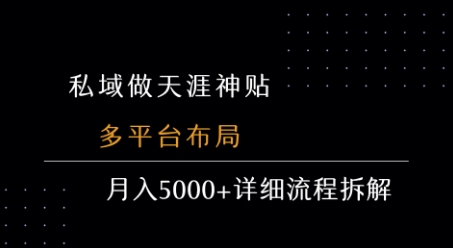 私域做天涯神贴 多平台布局 月入5k+详细流程拆解-汇课新知资源网