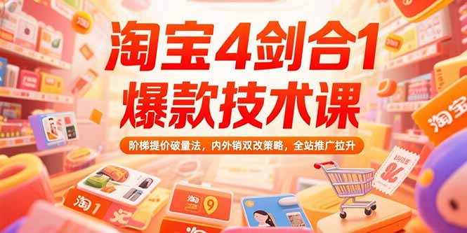 淘宝4剑合1爆款技术课73期：阶梯提价破量法，内外销双改策略 全站推广拉升-汇课新知资源网