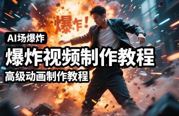 AI场景爆炸视频制作教程,利用人物实拍视频制作出高级的动画特效-汇课新知资源网