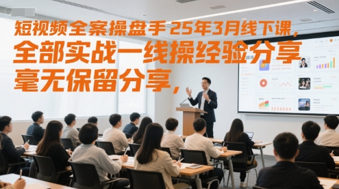 短视频全案操盘手25年3月线下课，全部实战一线操盘手经验分享，毫无保留分享，全是干货-汇课新知资源网