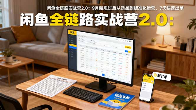 闲鱼全链路实战营2.0:9月新规过后从选品到标准化运营,7天快速出单-汇课新知资源网