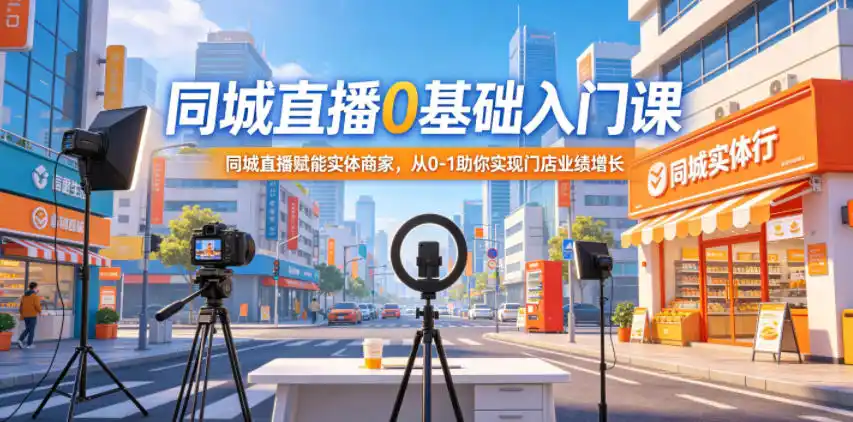 同城直播0基础入门课,同城直播赋能实体商家,从0-1助你实现门店业绩增长-汇课新知资源网