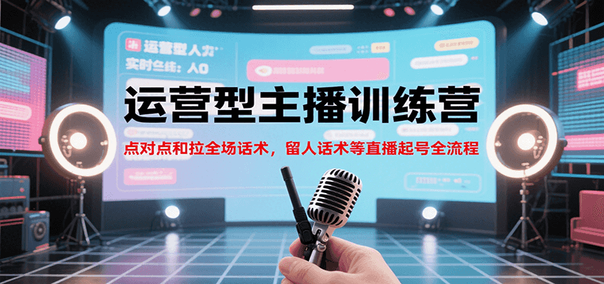 运营型主播训练营，点对点和拉全场话术，留人话术等直播起号全流程(更新7月)-汇课新知资源网
