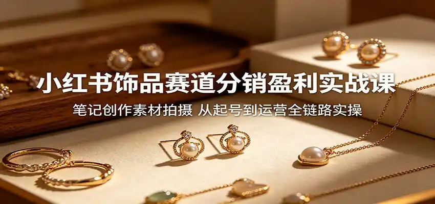 小红书饰品赛道分销盈利实战课：笔记创作素材拍摄，从起号到运营全链路实操-汇课新知资源网