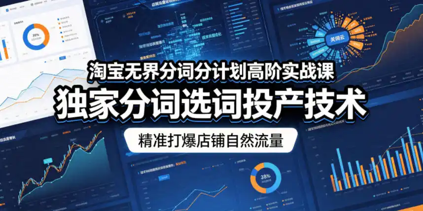 淘宝无界分词分计划高阶实战课,独家分词选词投产技术,精准打爆店铺自然流量-汇课新知资源网