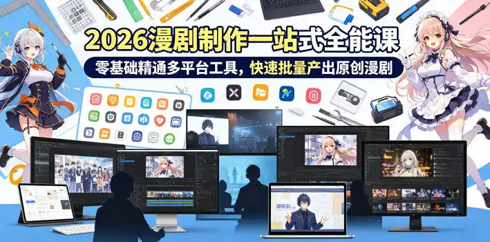 2026 AI漫剧制作一站式全能课，零基础精通多平台工具，快速批量产出原创漫剧-汇课新知资源网