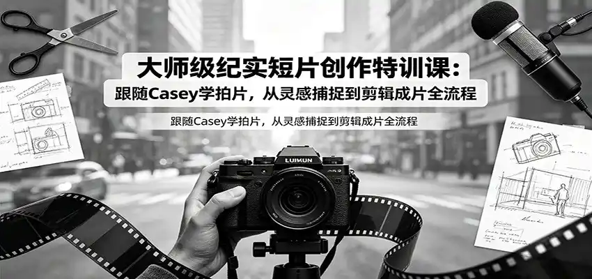大师级纪实短片创作特训课：跟随Casey学拍片，从灵感捕捉到剪辑成片全流程-汇课新知资源网