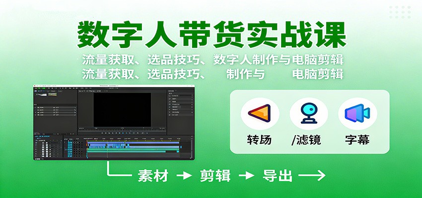 数字人变现实战课：流量获取、选品技巧、数字人制作与电脑剪辑-汇课新知资源网