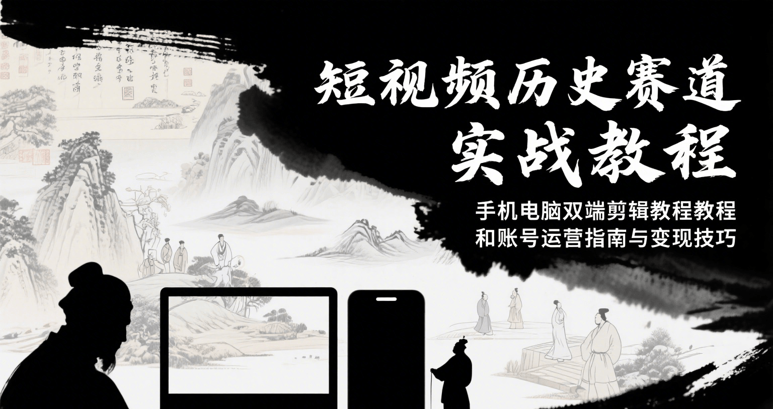 短视频历史赛道实战教程，手机电脑双端剪辑教程和账号运营指南与变现技巧-汇课新知资源网