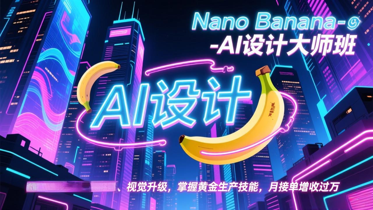 Nano Banana-AI设计大师班,修图合成、广告创作、视觉升级,掌握黄金生产技能,月接单增收过万-汇课新知资源网