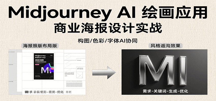 Midjourney AI绘画应用，关键词指令解析、漫画头像制作、海报设计、3D人物生成等-汇课新知资源网
