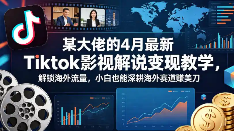 某大佬的4月最新Tiktok影视解说变现教学,解锁海外流量,小白也能深耕海外赛道賺美刀-汇课新知资源网
