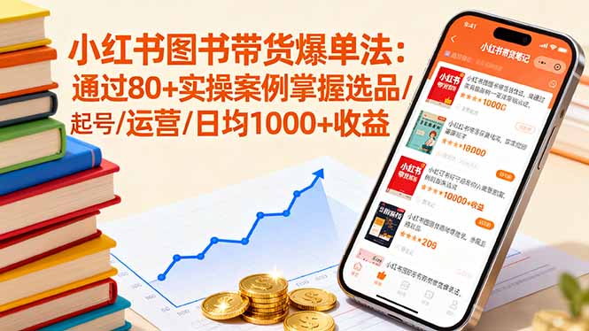 小红书图书带货爆单法：通过80+实操案例掌握选品/起号/运营/日均1000+收益-汇课新知资源网