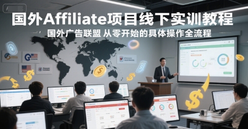 国外Affiliate项目线下实训教程，国外广告联盟从零开始的具体操作全流程-汇课新知资源网