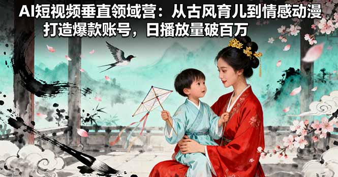 AI短视频垂直领域营:从古风育儿到情感动漫,打造爆款账号,日播放量破百万-汇课新知资源网