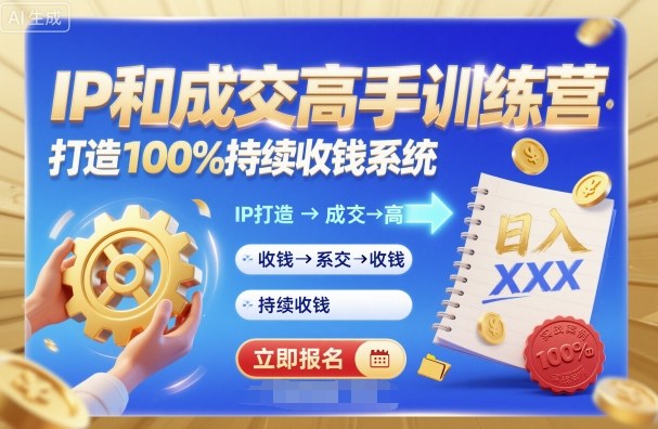 带你成为IP和成交高手的训练营,打造100%持续收钱系统-汇课新知资源网