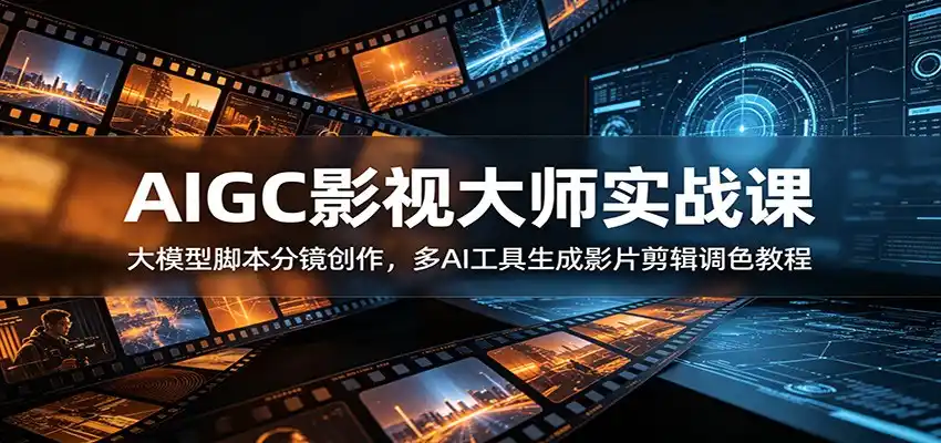 AIGC影视大师实战课:大模型脚本分镜创作,多AI工具生成影片剪辑调色教程-汇课新知资源网