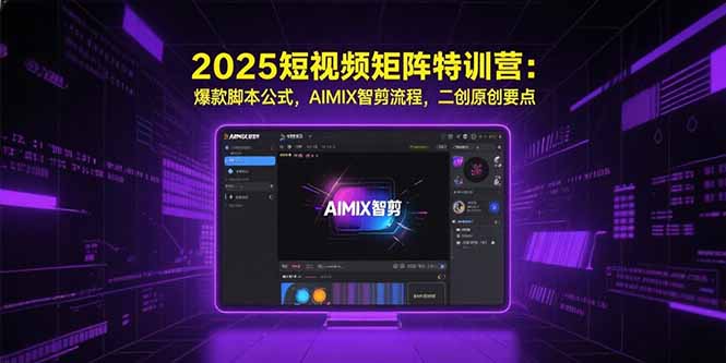 2025短视频矩阵特训营：爆款脚本公式，AIMIX智剪流程，二创原创要点-汇课新知资源网