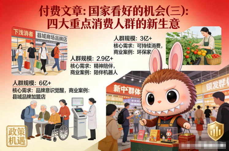 付费文章:国家看好的机会(三):四大重点消 费人群的新生意-汇课新知资源网