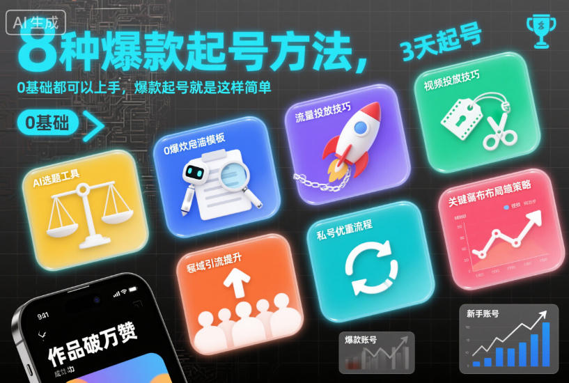 8种爆款起号方法，0基础都可以上手，爆款起号就是这样简单-汇课新知资源网