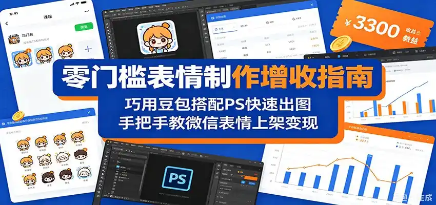 零门槛表情制作增收指南：巧用豆包搭配 PS 快速出图，手把手教微信表情上架变现-汇课新知资源网