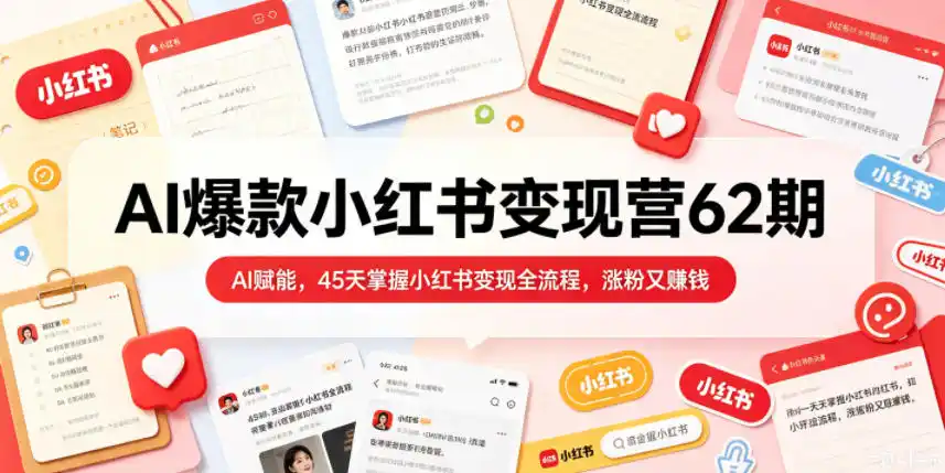AI爆款小红书变现营62期2026年5月，AI赋能，45天掌握小红书变现全流程，涨粉又賺钱-汇课新知资源网