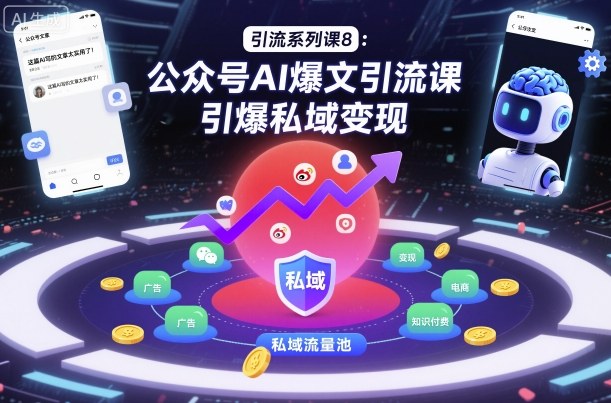 引流系列课8:公众号AI爆文引流课,引爆私域变现-汇课新知资源网