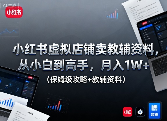 小红书虚拟店铺卖教辅资料，从小白到高手，月入1W+(保姆级攻略+教辅资料)-汇课新知资源网