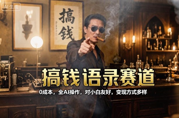 搞钱语录赛道,0成本,全AI操作,对小白友好,变现方式多样-汇课新知资源网